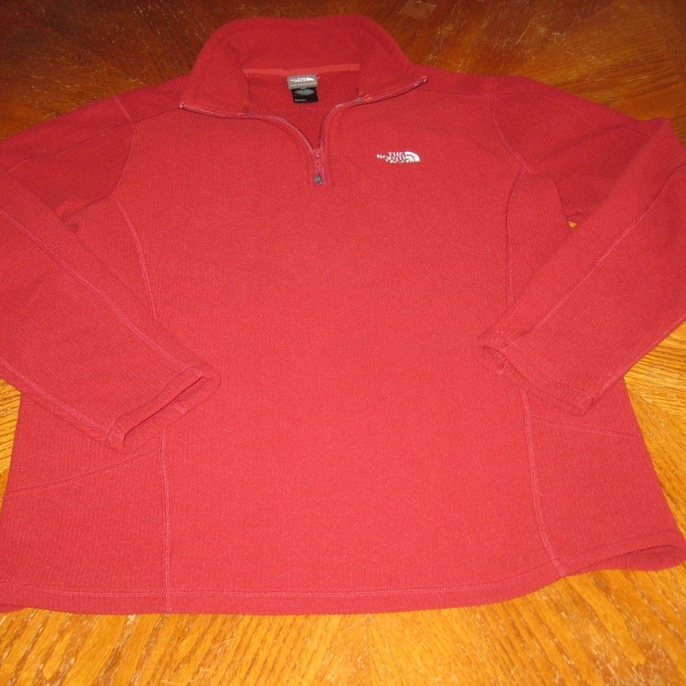 North Face Red 1/2 Zip Fleece Jacket Pullover Sz L